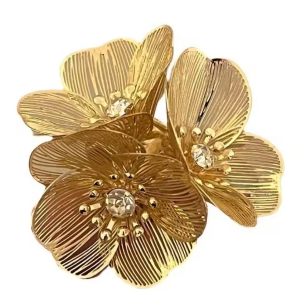 3D Gold Sculptural Flower Statement Ring | Bold & Adjustable | NWOT